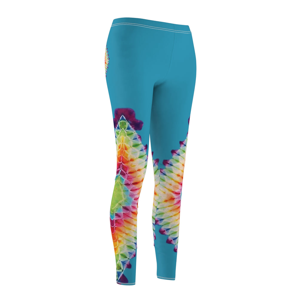 Diamond Blue Tie-Dye Print Leggings, Comfortable Activewear, Yoga Pants, Festival Fashion, Casual Athleisure