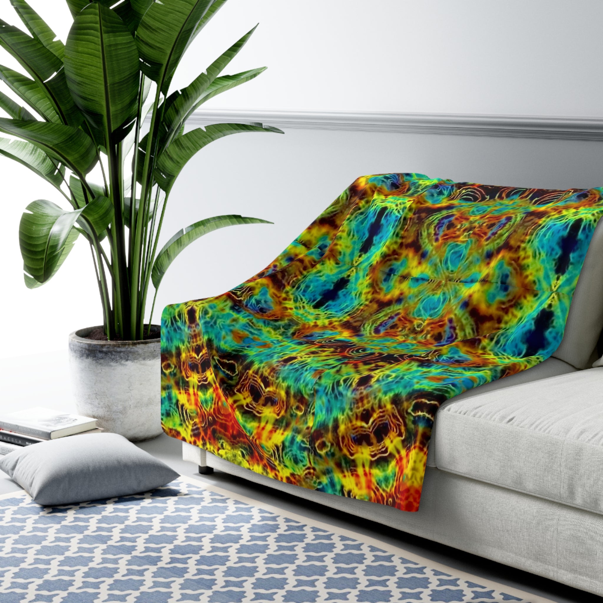 Psychedelic Kaleidoscope Sherpa Blanket — Cozy Colorful Fleece Throw